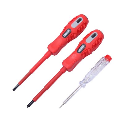 China High Quality Magnetic Hardened Red Insulated Handle Professional multi  3 PCS Insulated Screwdriver set