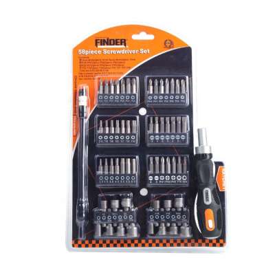 Multifunctional high-quality household 58-piece tool set 6150CRV ratchet cutter head portable magnetic screwdriver bit set